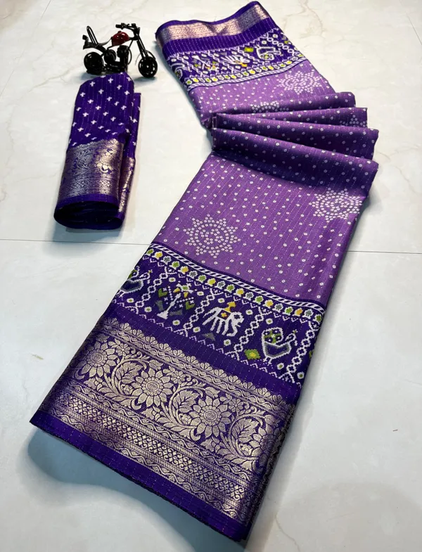 Lovender_Dola_Silk_Saree_With_Unstitched_Blouse_For_Women