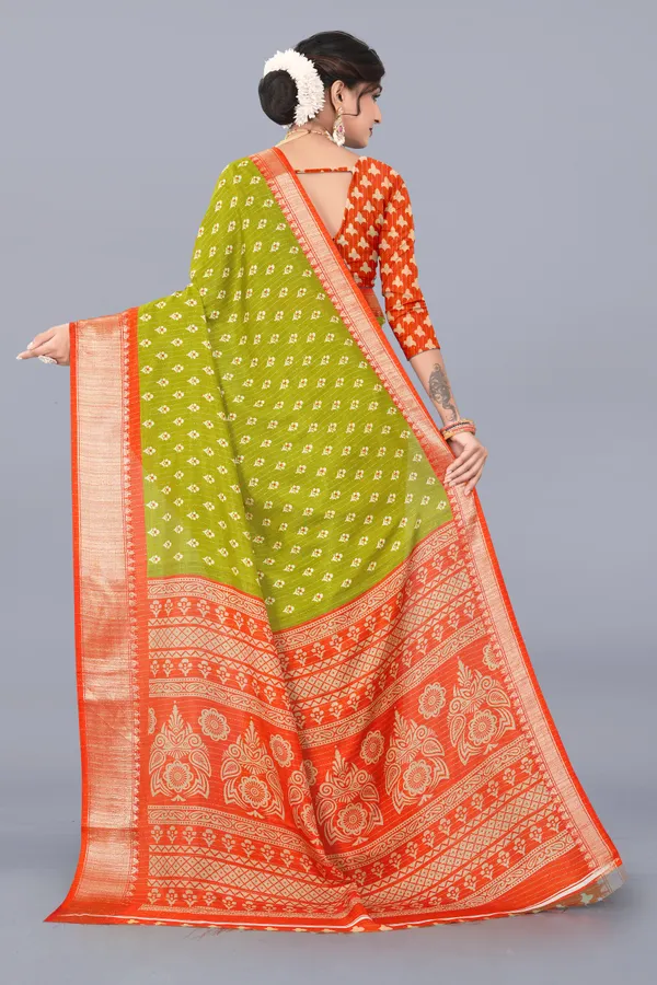 Green_Dola_Silk_Saree_With_Unstitched_Blouse_For_Women