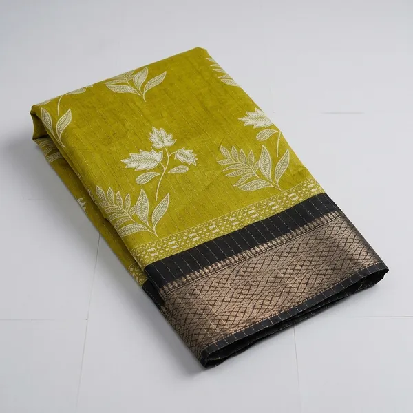 Yellow_Dola_Silk_Saree_With_Unstitched_Blouse_For_Women
