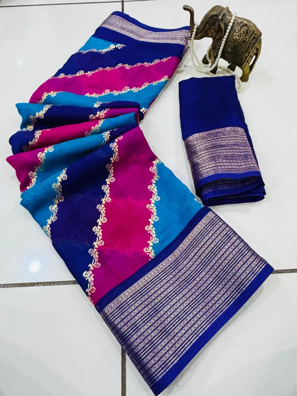Purple_Georgette_Foil_Saree_With_Unstitched_Blouse_For_Women