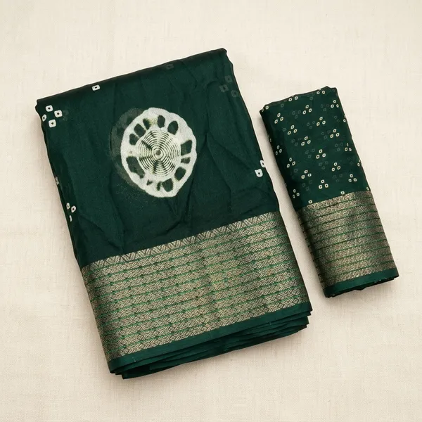 Green_Georgette_Saree_With_Unstitched_Blouse_For_Women
