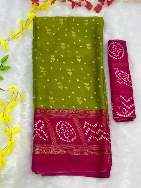 Green_Moss_Silk_Saree_With_Unstitched_Blouse_For_Women
