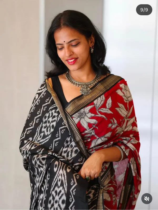 Elegant_Floral_Printed_Malmal_Gunja_Cotton_Saree_for_Women