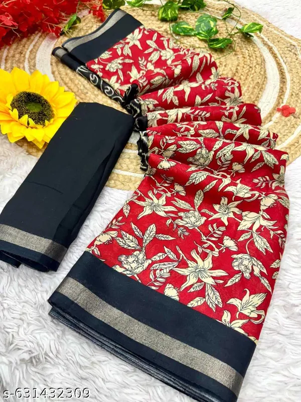 Elegant_Floral_Printed_Malmal_Gunja_Cotton_Saree_for_Women