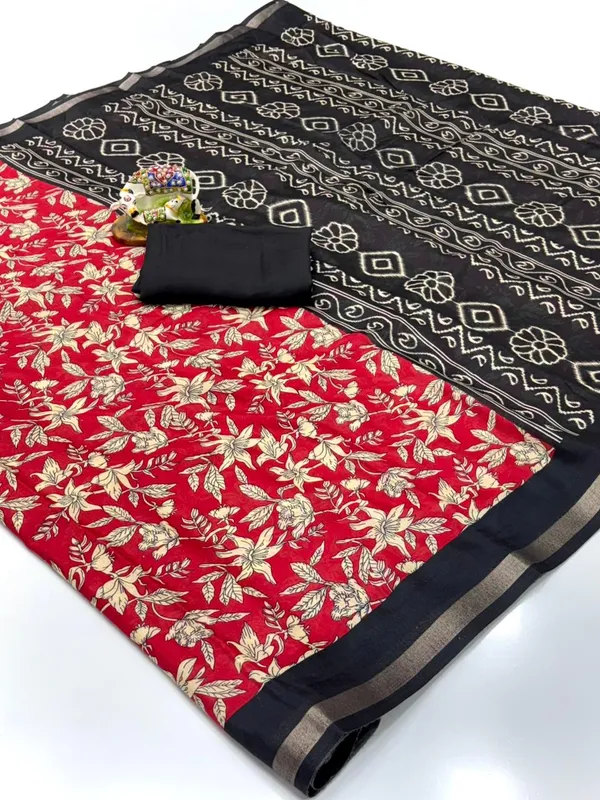Elegant_Floral_Printed_Malmal_Gunja_Cotton_Saree_for_Women
