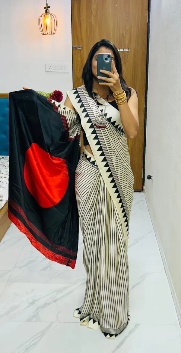Cream_Japan_Satin_Saree_With_Unstitched_Blouse_For_Women