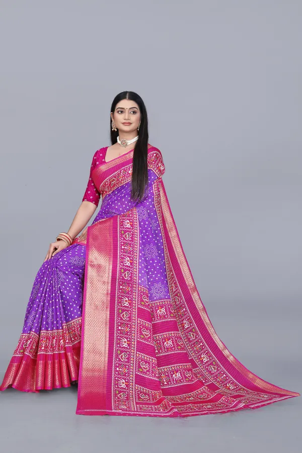 Purple_Dola_Silk_Saree_With_Unstitched_Blouse_For_Women