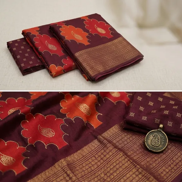 Maroon_Georgette_Foil_Saree_With_Unstitched_Blouse_For_Women
