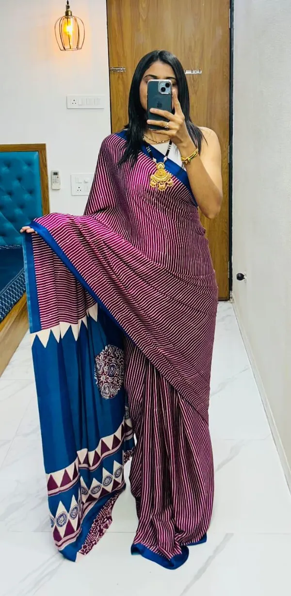Wine_Japan_Satin_Saree_With_Unstitched_Blouse_For_Women