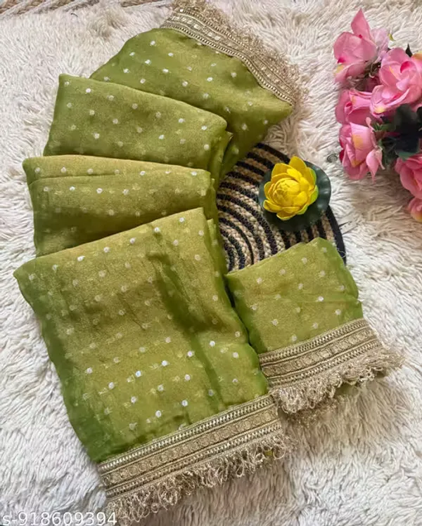 Gorgeous_Green_Moss_Foil_Butti_Party_Wear_Sanaya_Saree