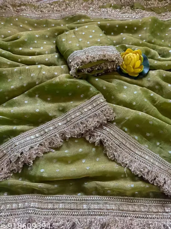 Gorgeous_Green_Moss_Foil_Butti_Party_Wear_Sanaya_Saree