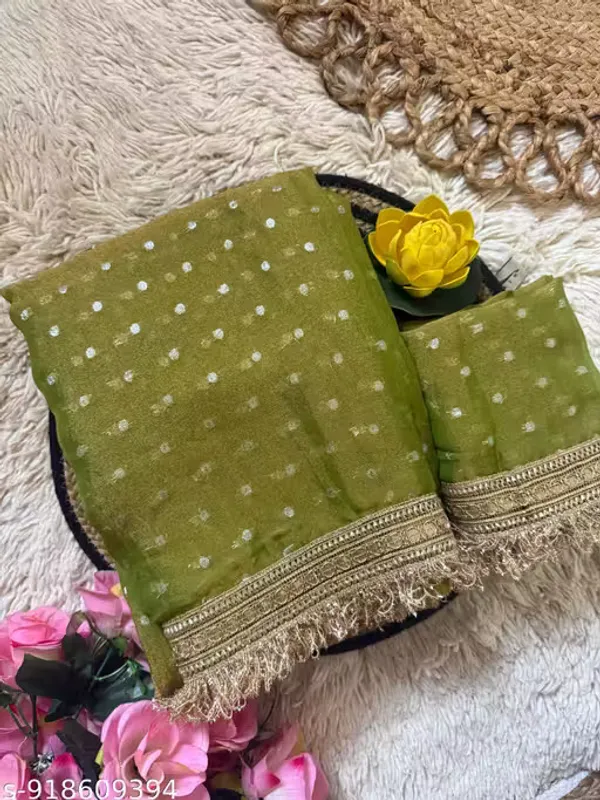 Gorgeous_Green_Moss_Foil_Butti_Party_Wear_Sanaya_Saree