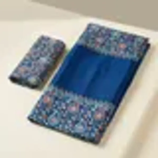 Navy_Blue_Japan_Satin_Saree_With_Unstitched_Blouse_For_Women