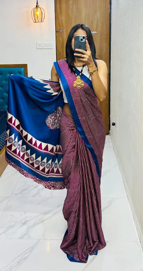 Wine_Japan_Satin_Saree_With_Unstitched_Blouse_For_Women