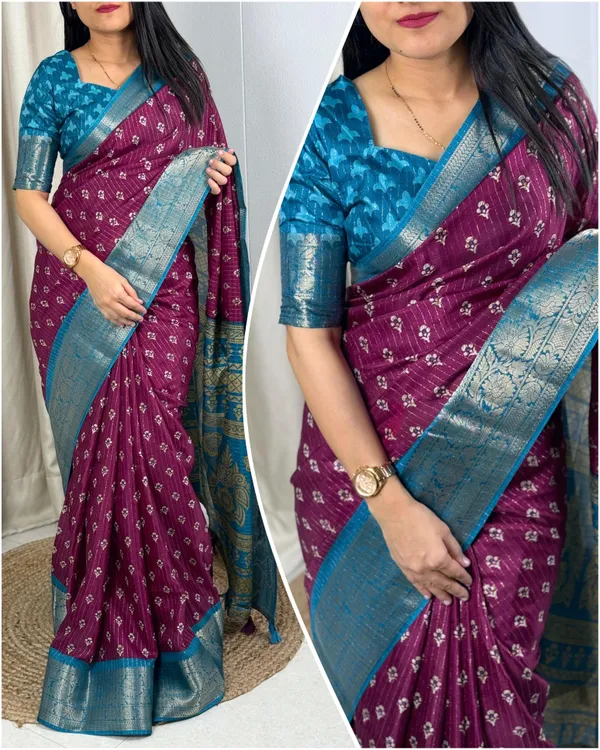 Wine_Dola_Silk_Saree_With_Unstitched_Blouse_For_Women