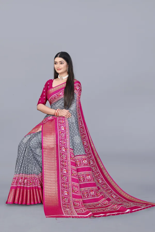 Grey_Dola_Silk_Saree_With_Unstitched_Blouse_For_Women