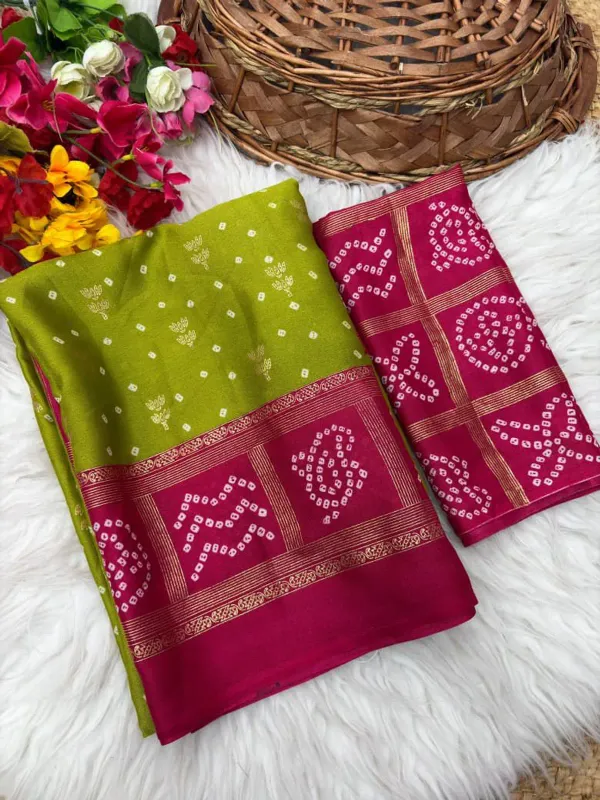 Green_Moss_Silk_Saree_With_Unstitched_Blouse_For_Women