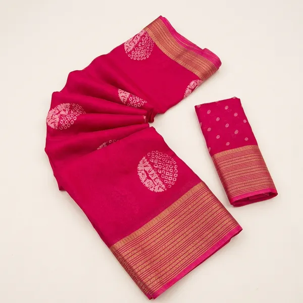 Pink_Georgette_Foil_Saree_With_Unstitched_Blouse_For_Women