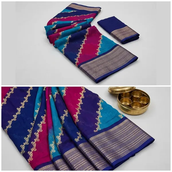 Purple_Georgette_Foil_Saree_With_Unstitched_Blouse_For_Women