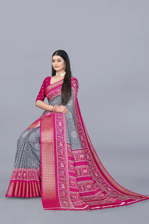 Grey_Dola_Silk_Saree_With_Unstitched_Blouse_For_Women