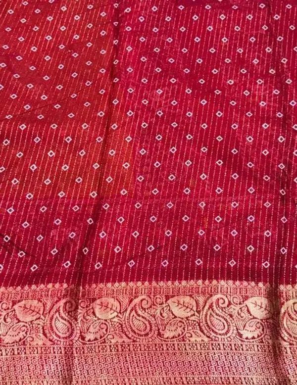 Mustard_Yellow_Dola_Silk_Saree_With_Unstitched_Blouse_For_Women