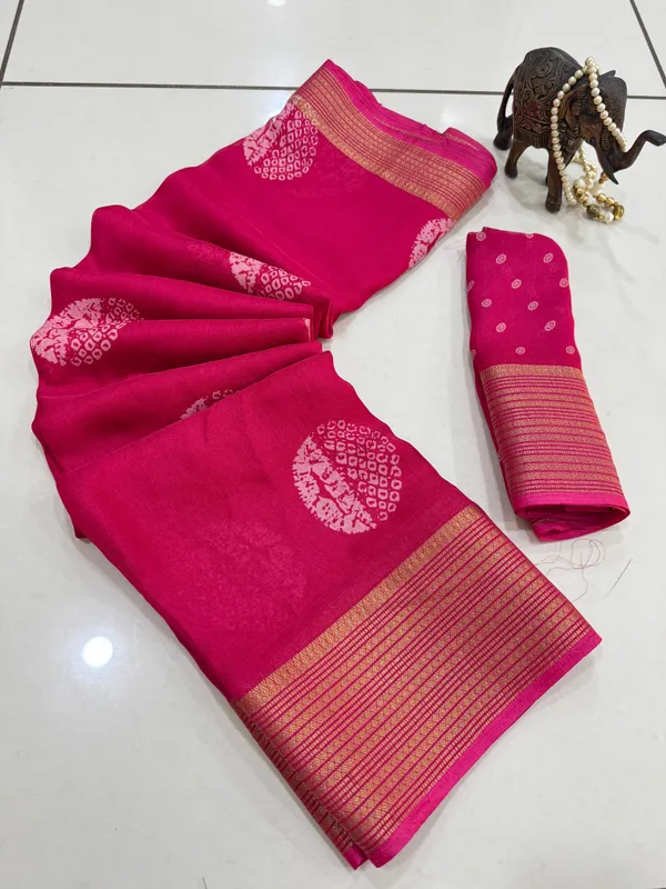 Pink_Georgette_Foil_Saree_With_Unstitched_Blouse_For_Women