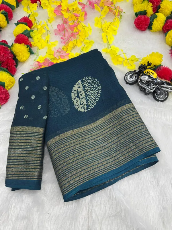Morpich_Georgette_Foil_Saree_With_Unstitched_Blouse_For_Women