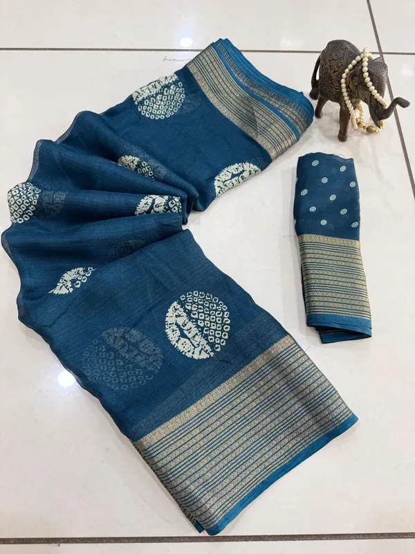 Morpich_Georgette_Foil_Saree_With_Unstitched_Blouse_For_Women