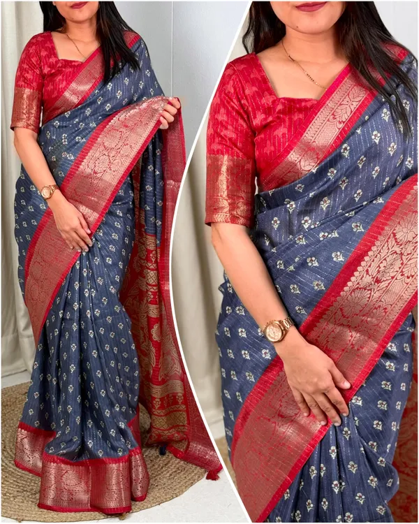 Grey_Dola_Silk_Saree_With_Unstitched_Blouse_For_Women