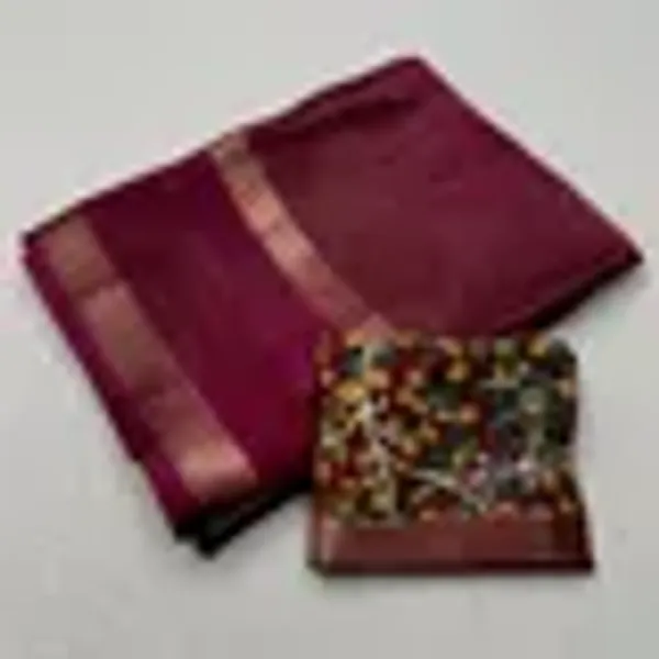 Purple_Cotton_Chex_Saree_With_Unstitched_Blouse_For_Women