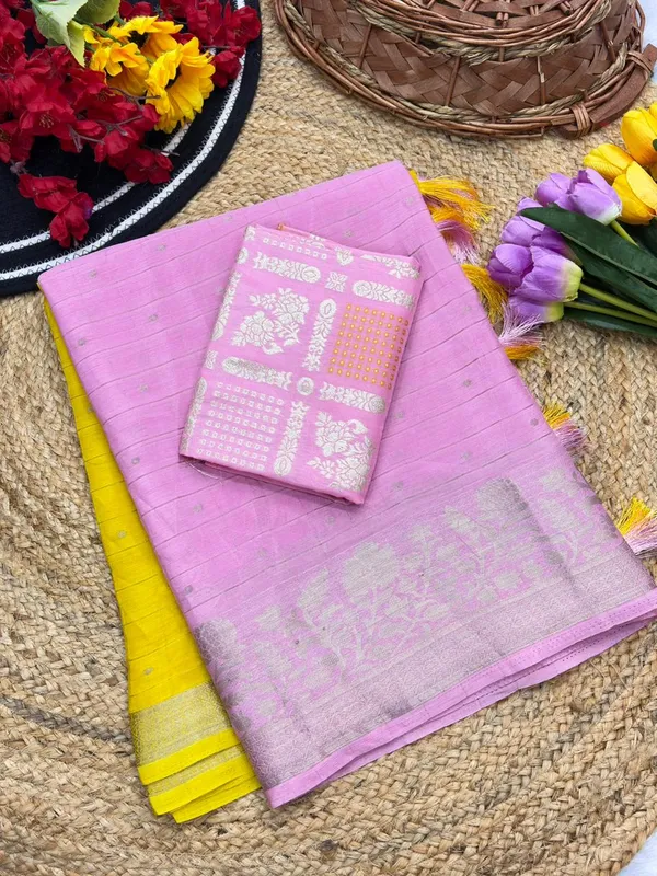 Premium_Viscose_Chinon_Saree_in_Vibrant_Yellow_&_Pink_Dual-Tone
