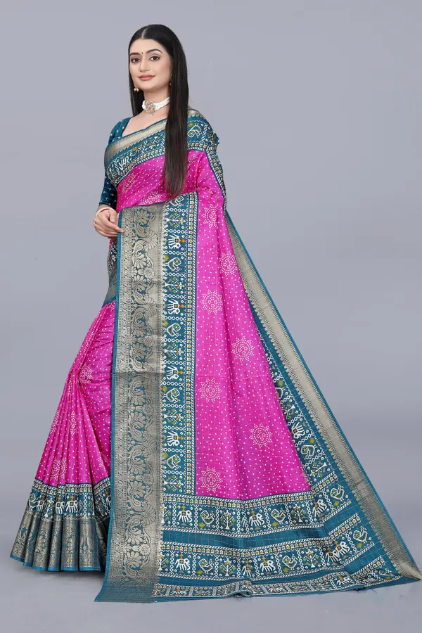 Pink_Dola_Silk_Saree_With_Unstitched_Blouse_For_Women