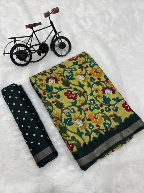 Pista_Green_Malmal_Cotton_Saree_With_Unstitched_Blouse_For_Women