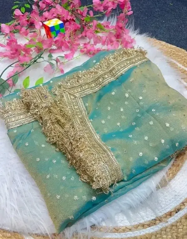 Sanaya_Sky_Blue_Festive_Moss_Saree_featuring_Elegant_Foil_Butti_Work
