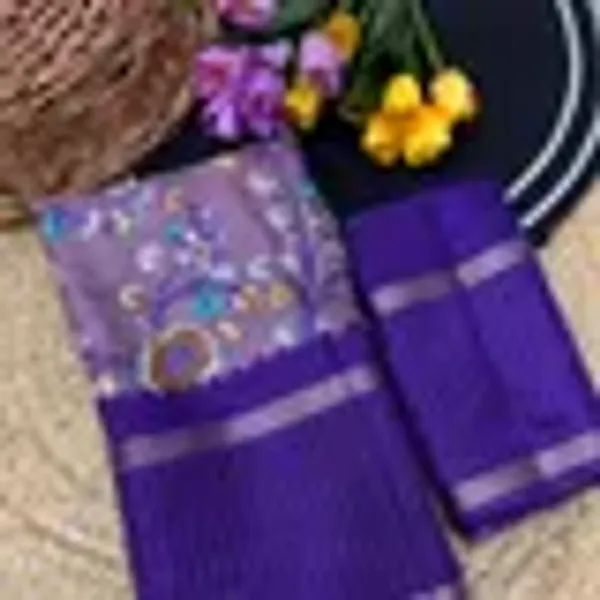 Sky_Blue_Cotton_Chex_Saree_With_Unstitched_Blouse_For_Women