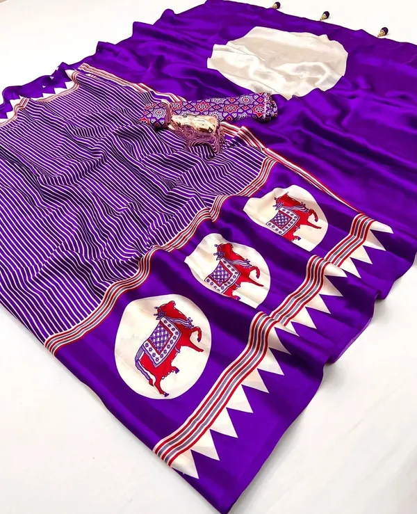 Purple_Japan_Satin_Saree_With_Unstitched_Blouse_For_Women