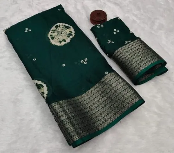 Green_Georgette_Saree_With_Unstitched_Blouse_For_Women