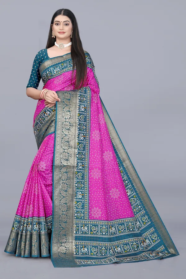 Pink_Dola_Silk_Saree_With_Unstitched_Blouse_For_Women