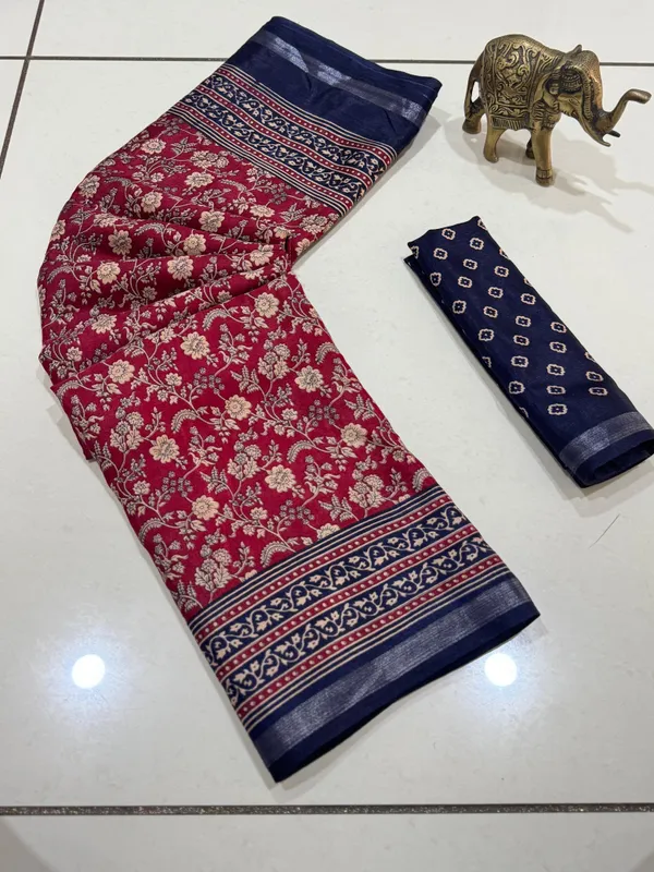 Pink_Malmal_Cotton_Saree_With_Unstitched_Blouse_For_Women
