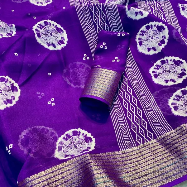 Purple_Georgette_Saree_With_Unstitched_Blouse_For_Women