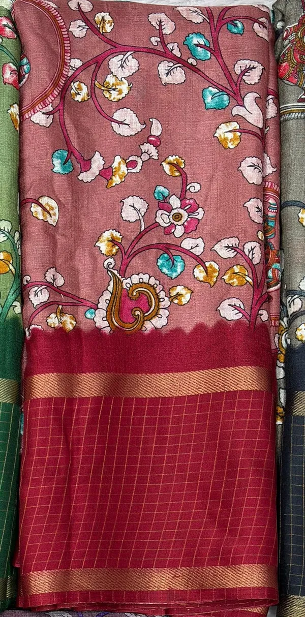 Pink_Cotton_Chex_Saree_With_Unstitched_Blouse_For_Women
