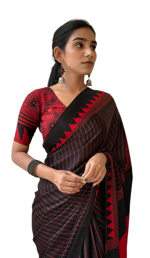 Black_Japan_Satin_Saree_With_Unstitched_Blouse_For_Women