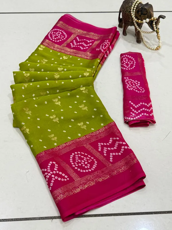 Green_Moss_Silk_Saree_With_Unstitched_Blouse_For_Women