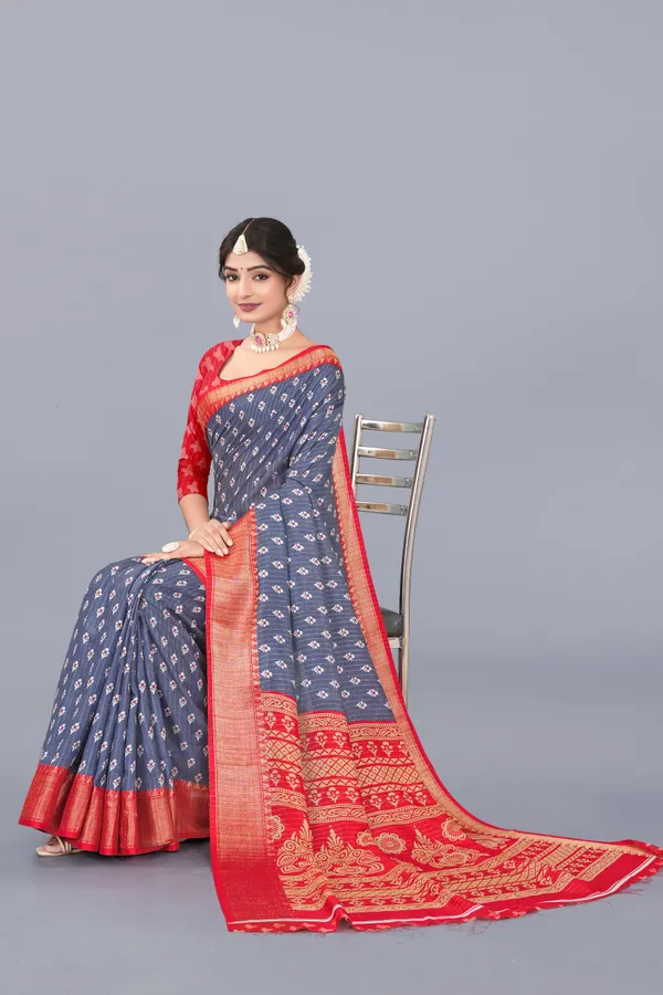 Grey_Dola_Silk_Saree_With_Unstitched_Blouse_For_Women