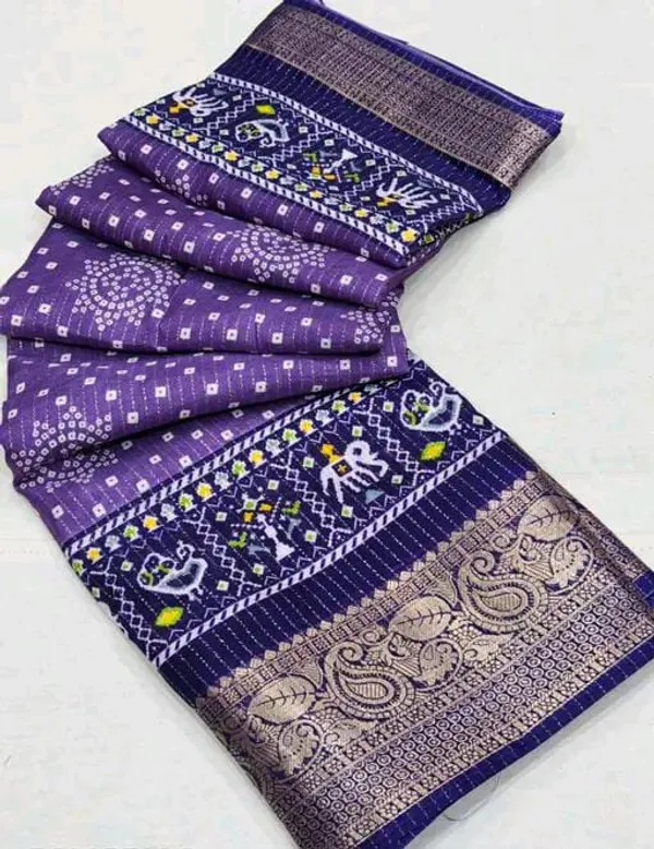 Lovender_Dola_Silk_Saree_With_Unstitched_Blouse_For_Women