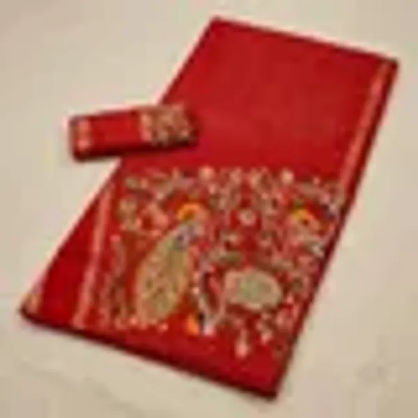 Yellow_Cotton_Chex_Saree_With_Unstitched_Blouse_For_Women