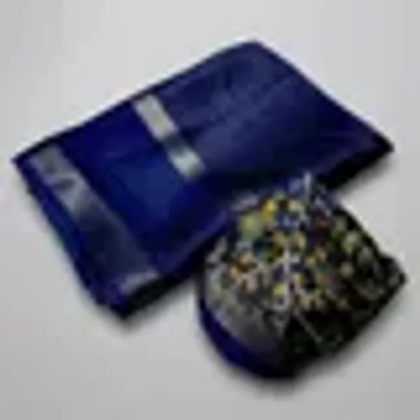 Navy_Blue_Cotton_Chex_Saree_With_Unstitched_Blouse_For_Women