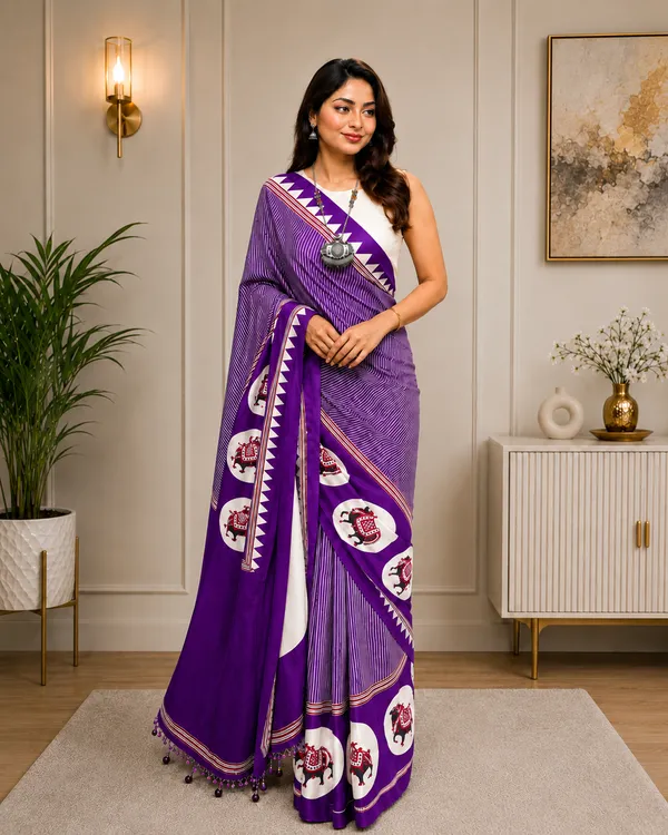 Purple_Japan_Satin_Saree_With_Unstitched_Blouse_For_Women