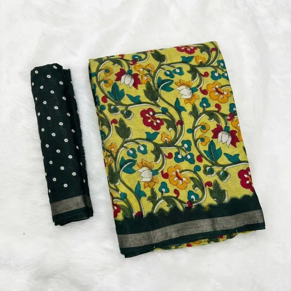Pista_Green_Malmal_Cotton_Saree_With_Unstitched_Blouse_For_Women