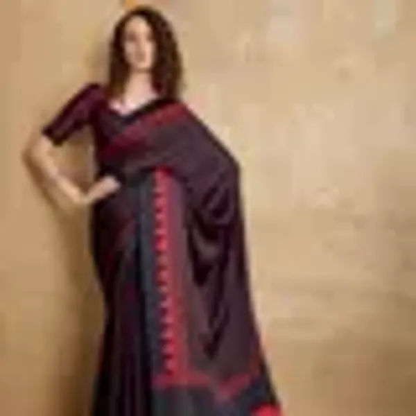 Red_Japan_Satin_Saree_With_Unstitched_Blouse_For_Women